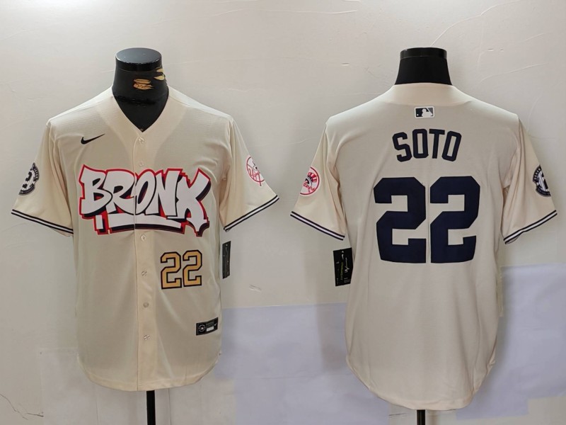 Men New York Yankees #22 Soto Cream joint name 2024 Nike MLB Jersey style 2->new york yankees->MLB Jersey